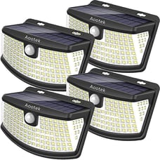 Solar Lights 120 LEDs with Lights Reflector,270° Wide Angle, IP65 4 Pack