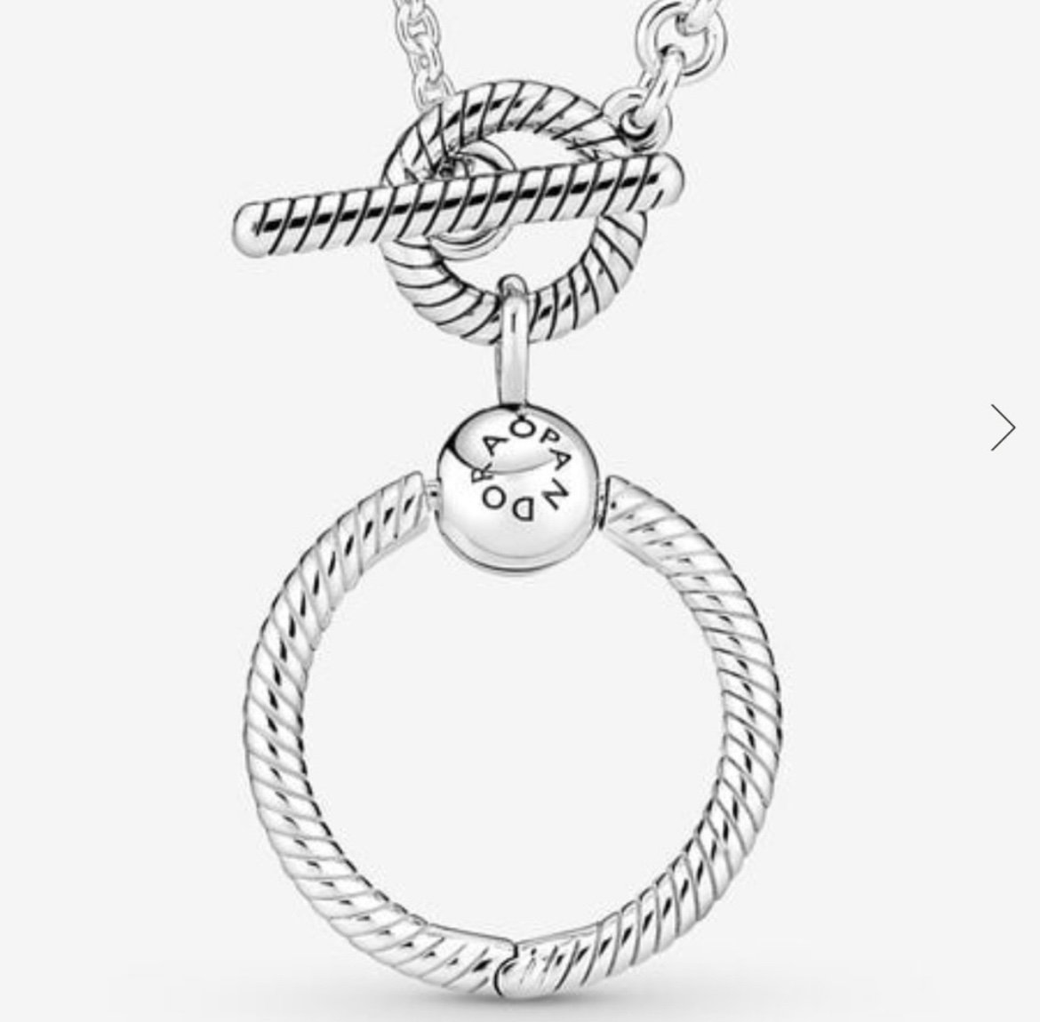 Pandora O Pendant T Bar Charm Necklace 20 inches