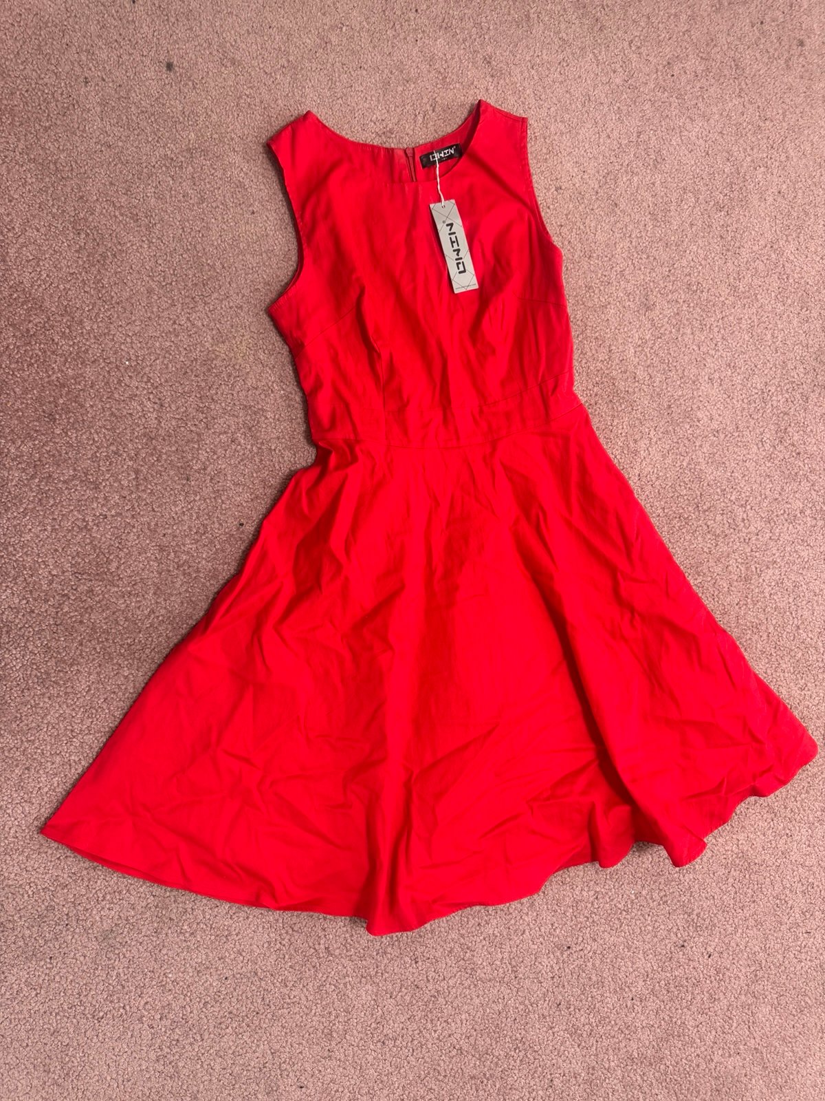 New Medium red short retro vintage pin up rockabilly flair sleeveless dress