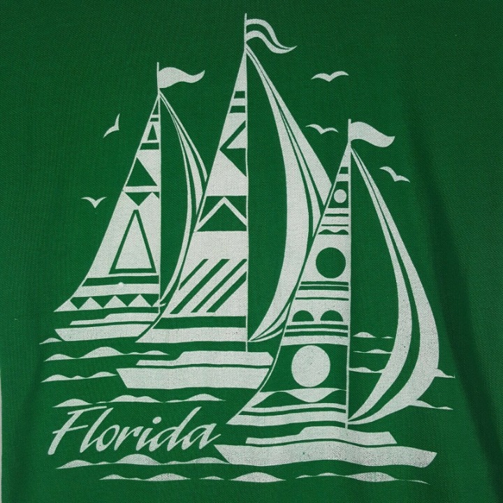 Vtg 70s Florida Sailboats Ringer T-Shirt