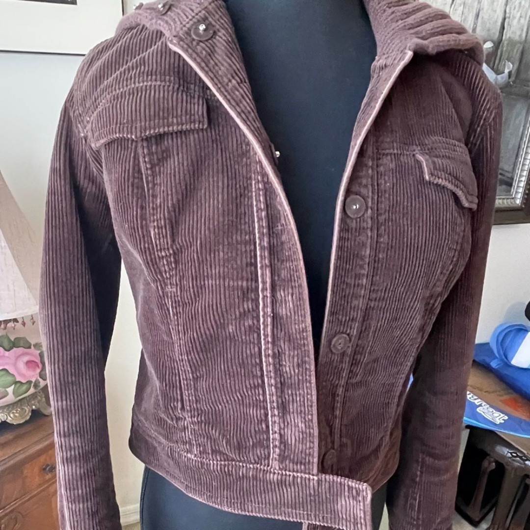 J Crew/SML/Women's Corduroy front fold over jacket -Brown/ front/ side pockets