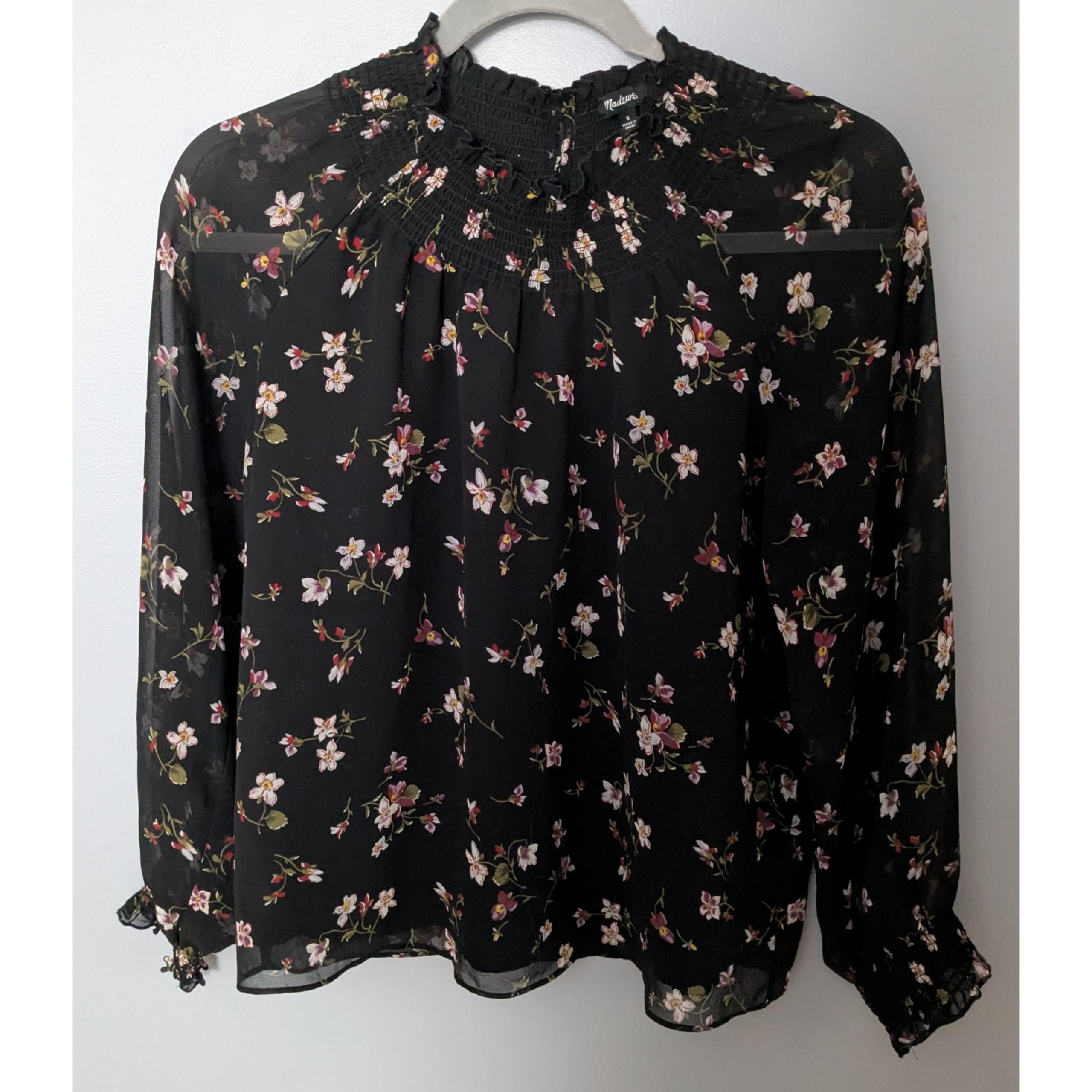 Madewell black floral top size small