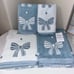 4-NWT COMMON THREAD BLUE AND WHITE COQUETTE BOW DESIGN TOWEL BUNDLE