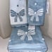 4-NWT COMMON THREAD BLUE AND WHITE COQUETTE BOW DESIGN TOWEL BUNDLE