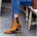 Rebecca Minkoff Darsea Chelsea Ankle Boot Brown Round Metallic Heel Size 7