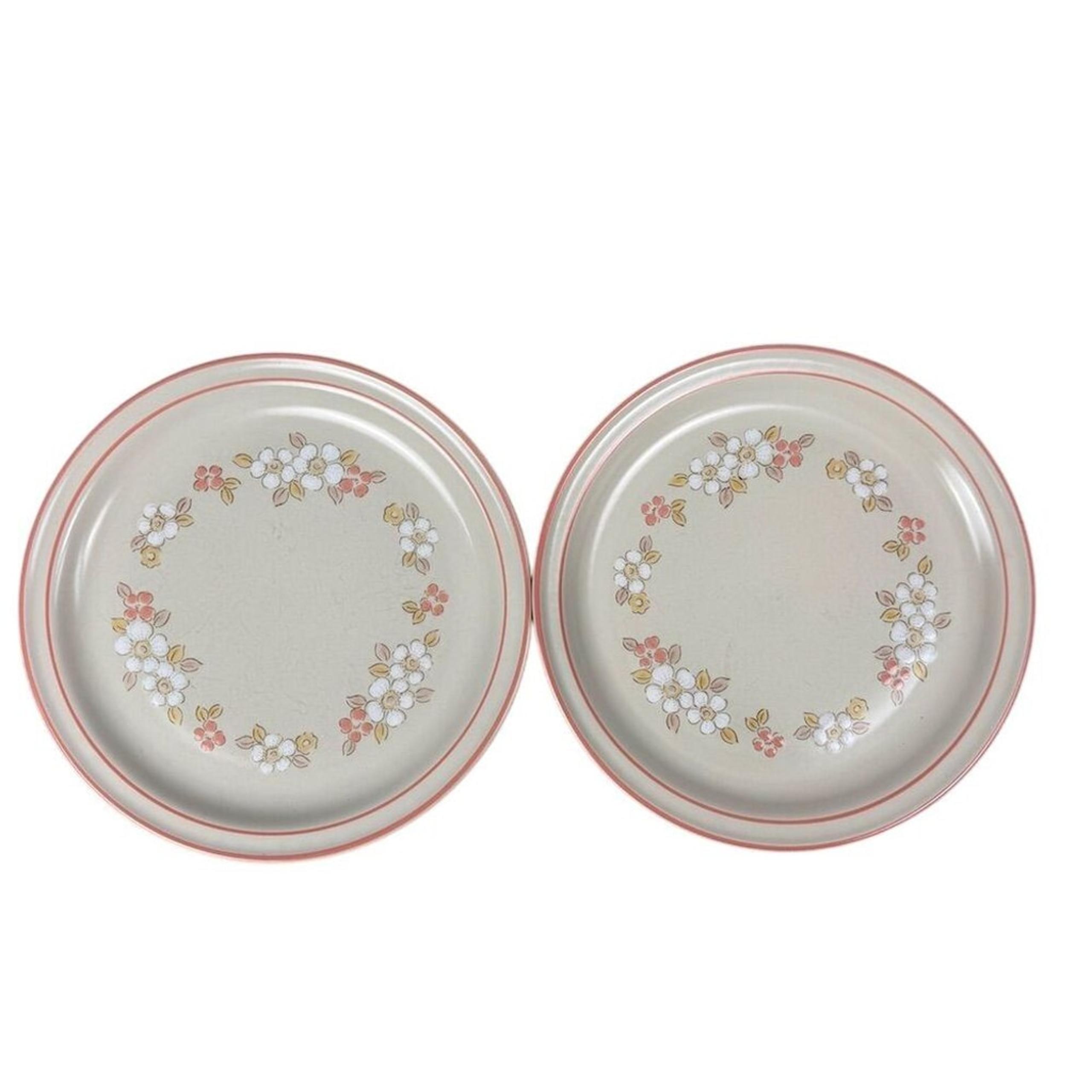 Vintage Hearthside Chantilly Fleur De Bois Stoneware Dinner Plates Set 2
