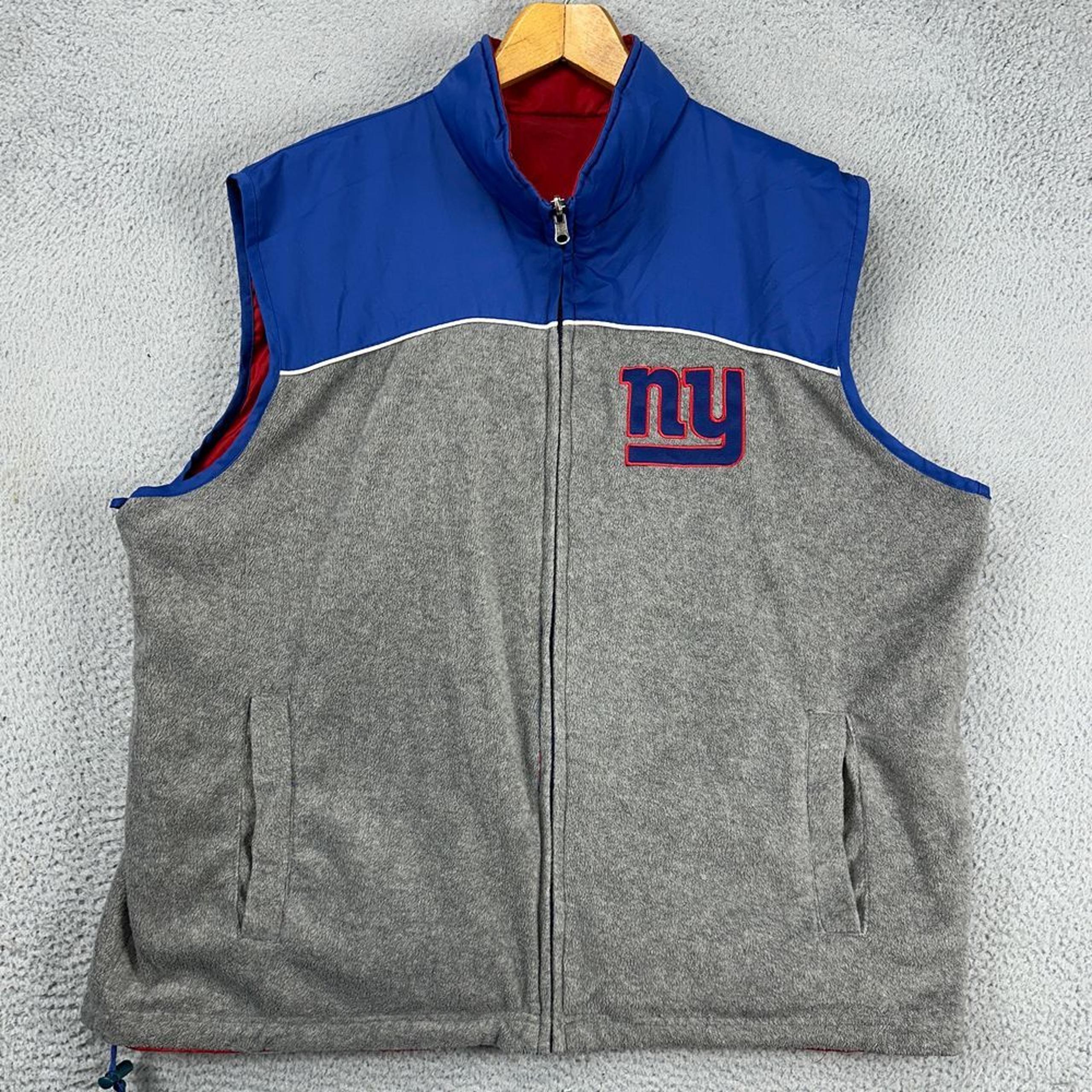 New York Giants Reversible Vest Mens XL Red Blue Grey Full Zip Sleeveless NFL