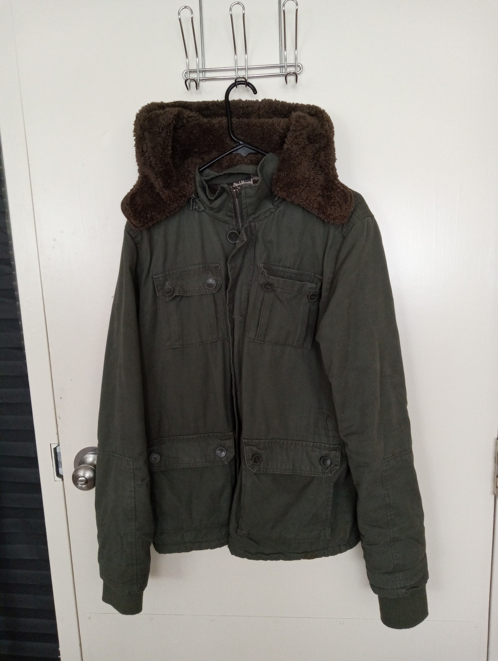 All-son green coat green jacket hoodie men size L