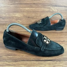 TORY BURCH ‘Metal Miller’ Black Suede Loafers Women’s Size 9 Shoes