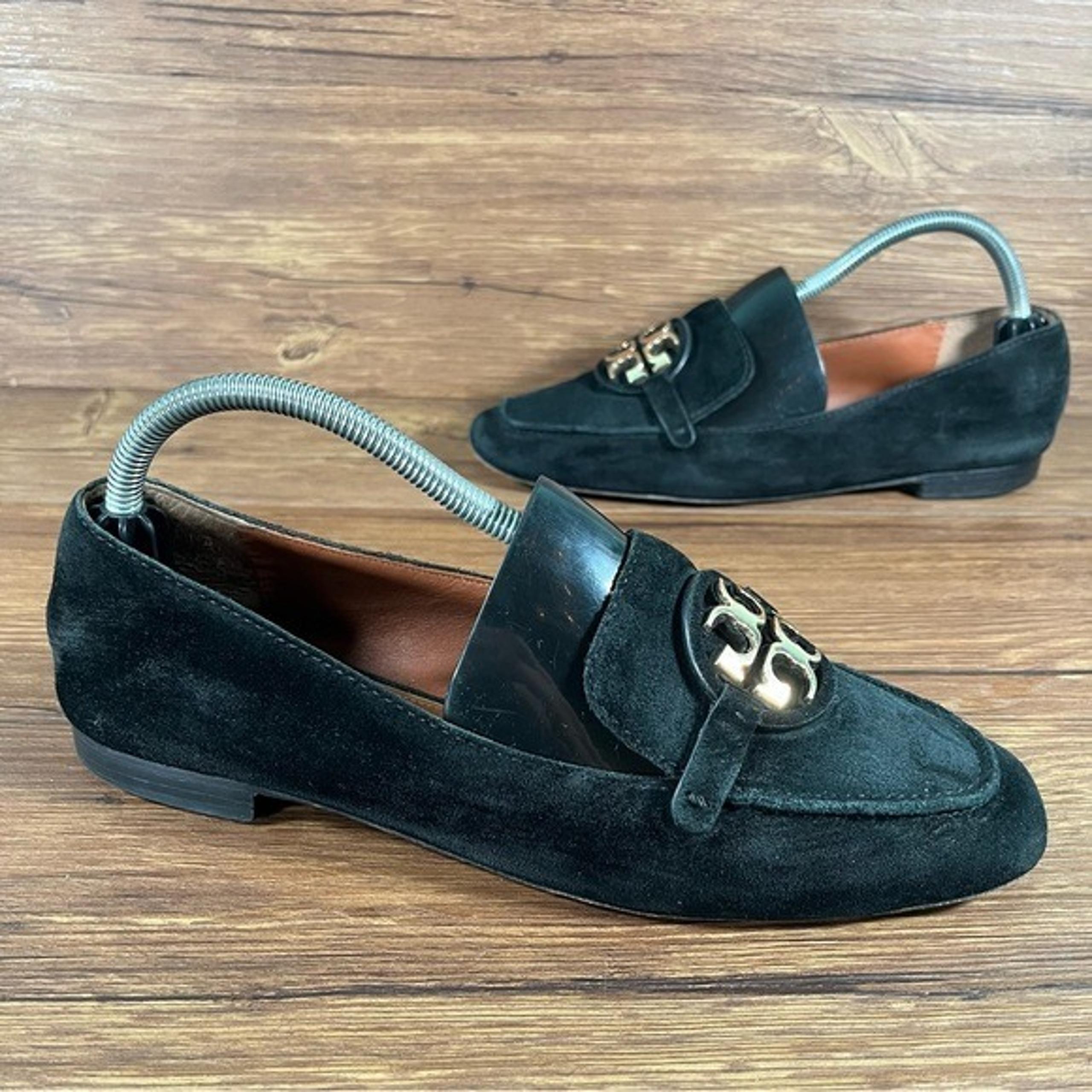 TORY BURCH ‘Metal Miller’ Black Suede Loafers Women’s Size 9 Shoes