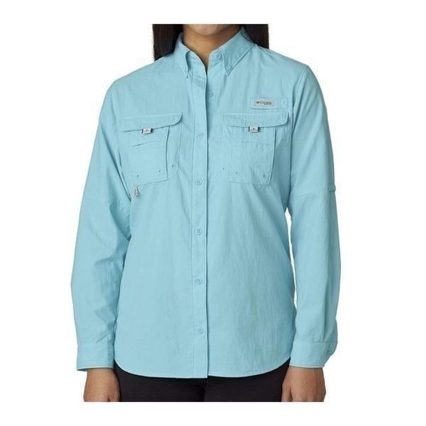 Columbia Bahama Long Sleeve Hiking Outdoors Shirt Women Size Large Turquoise