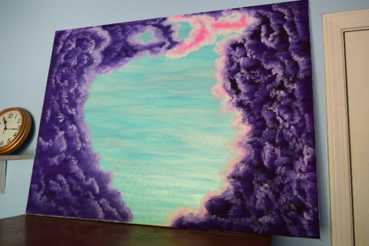 Original Art Sale: Purple Crystal Clouds Satin Coated Stretched Canvas