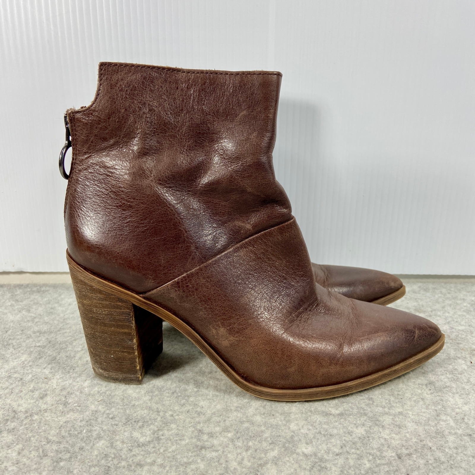 Franco Sarto Mack Brown Leather Heeled Ankle Boots Womens 6.5