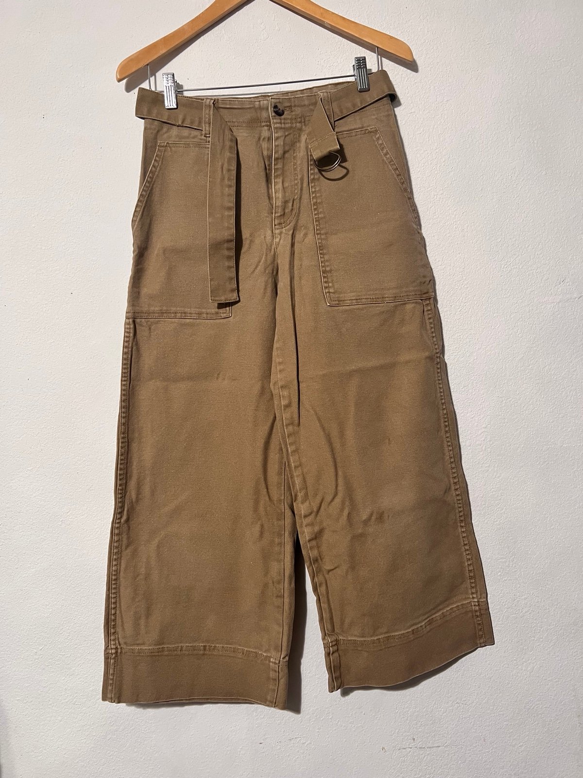 Madewell Women High Waist Khaki Wide Leg Crop Utility Pants Bottoms Jeans