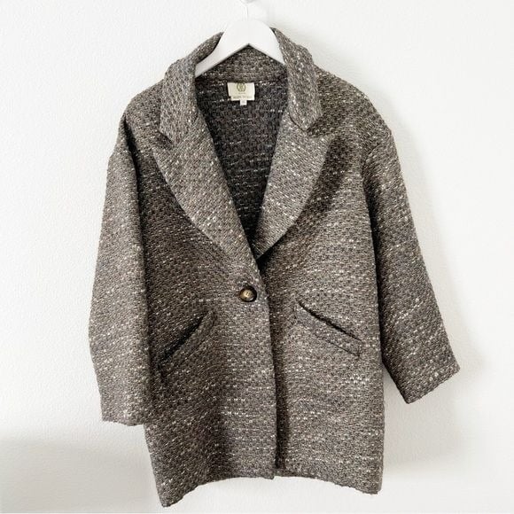 KOCH Tweed Coat with Pockets Free People Size Medium M