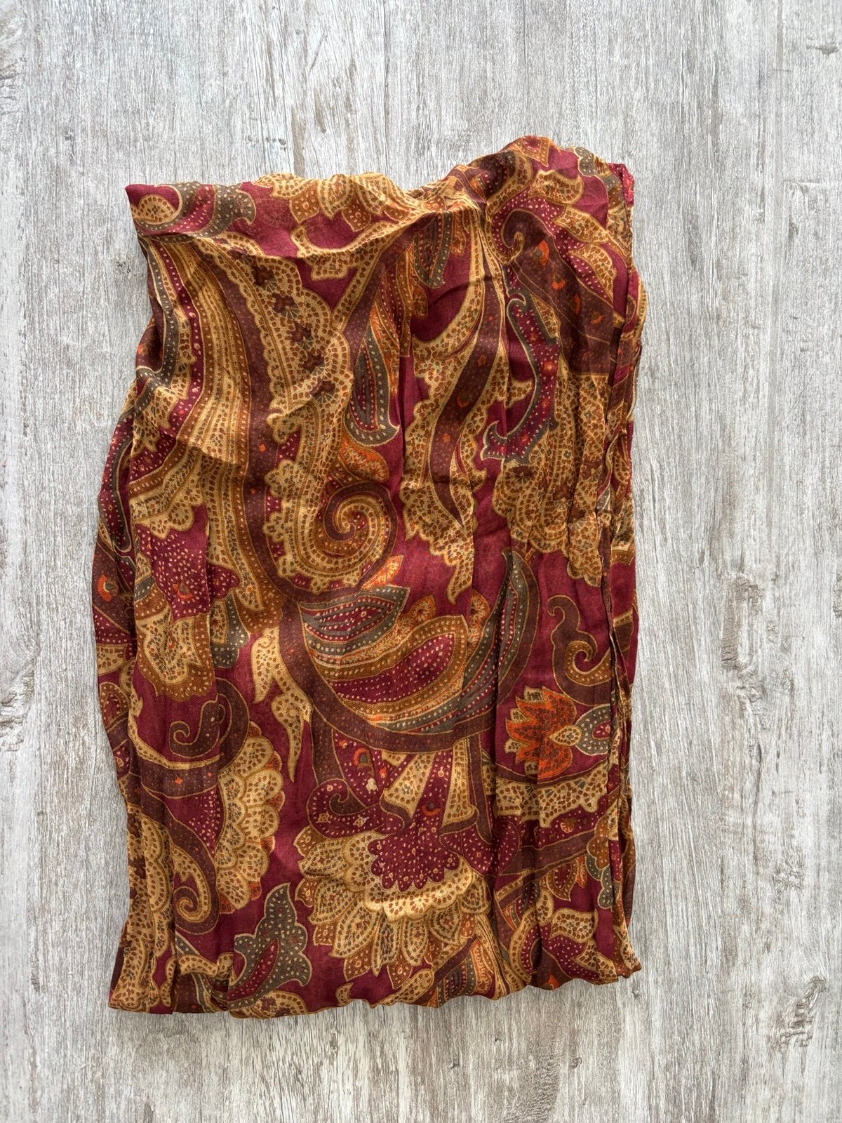 Lauren Ralph Lauren Scarf Paisley Print Burgundy Tan Viscose