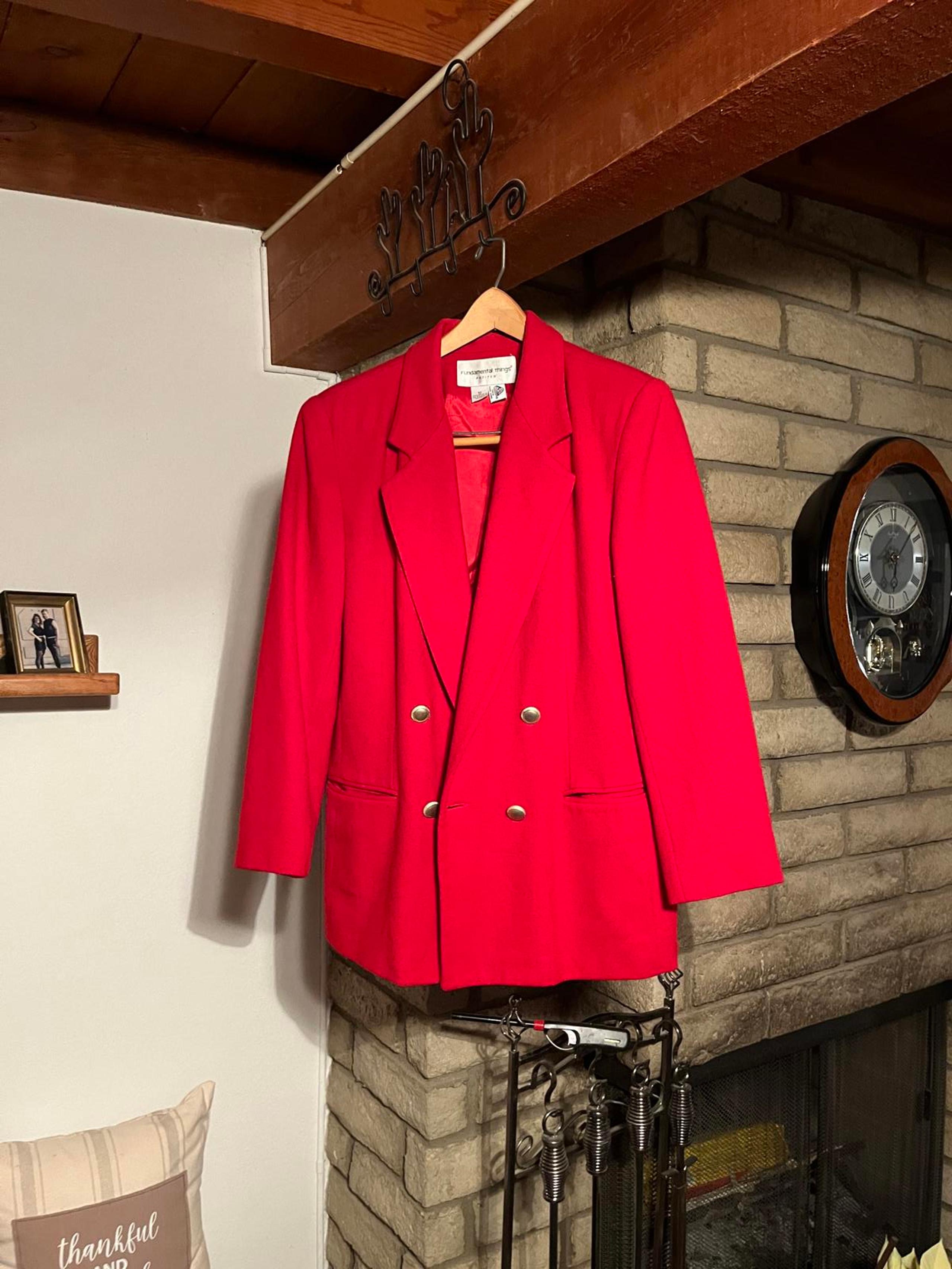 VINTAGE Red Wool Fundamental Things Petite Blazer