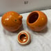 Lot of (3) Gorgeous Rare Temptations Tara Orange Ceramic Polka Dots Chicken Cand