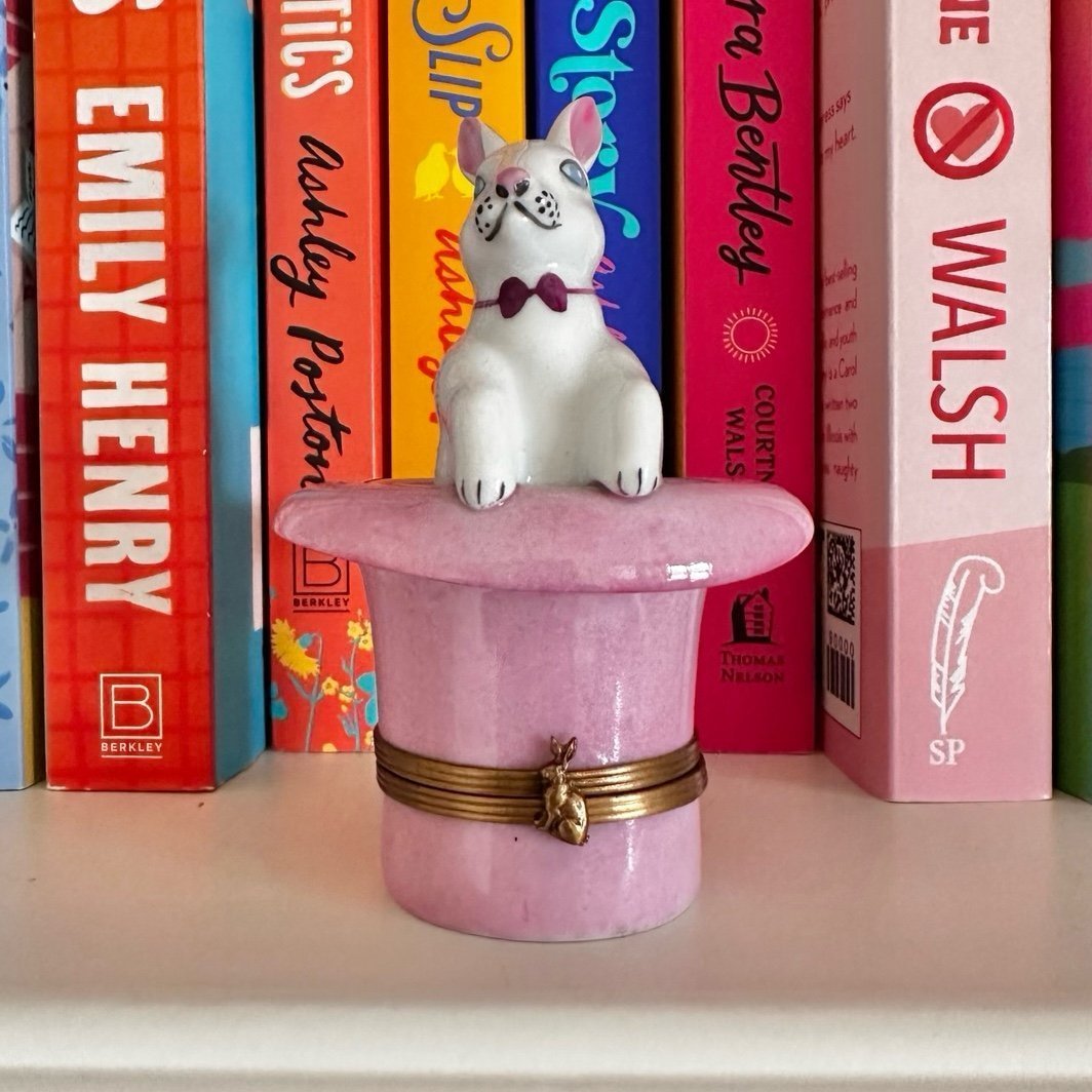Chamart Exclusive Rabbit in Magician's Hat Limoges Porcelain Trinket Box Pink