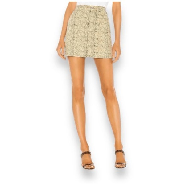 Adriano Goldschmied Snake Print Mini Denim Skirt 24R High-Waisted Cotton Blend N