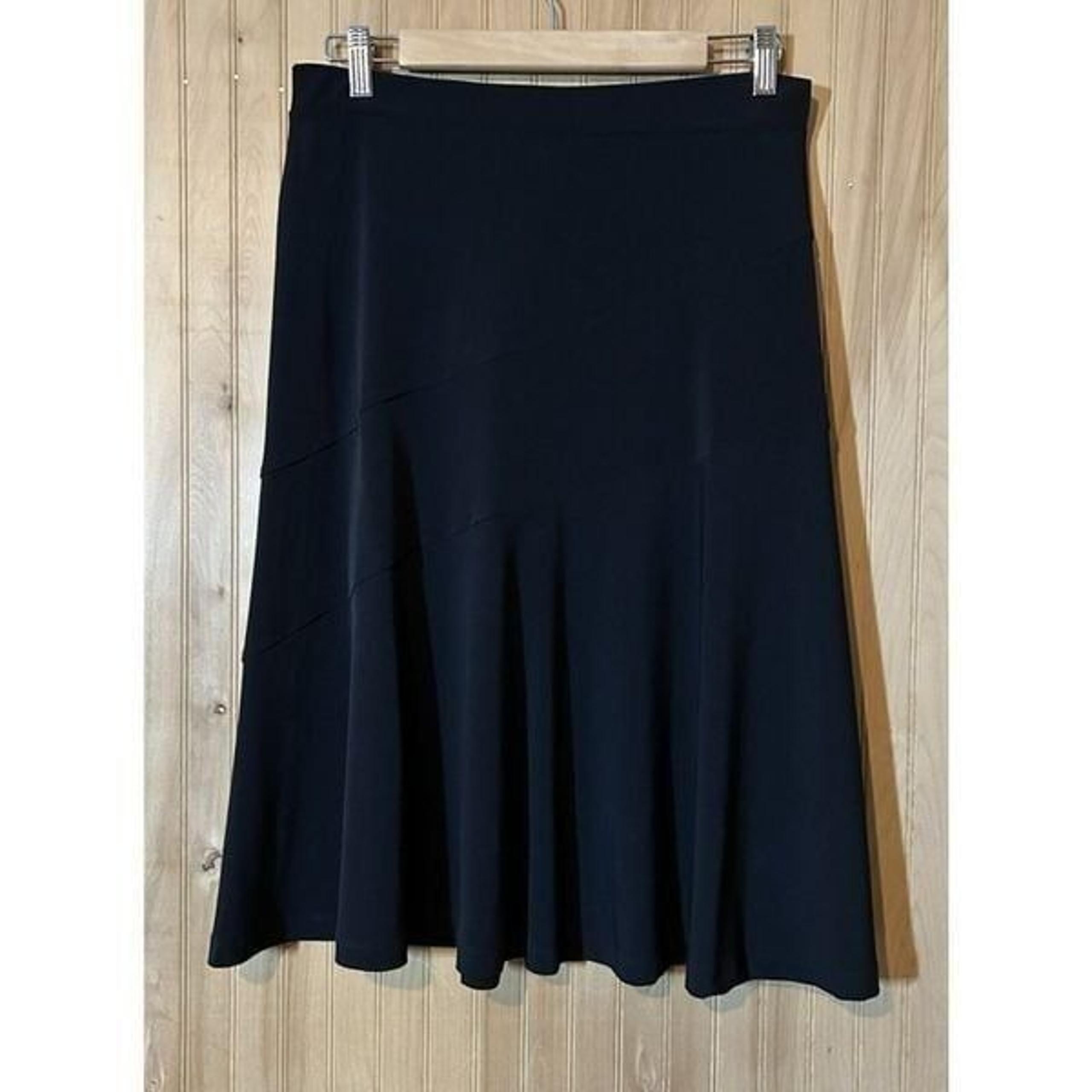 JM Collection Skirt Womens Petite Medium Black A Line Midi Pull On Diagonal Seam