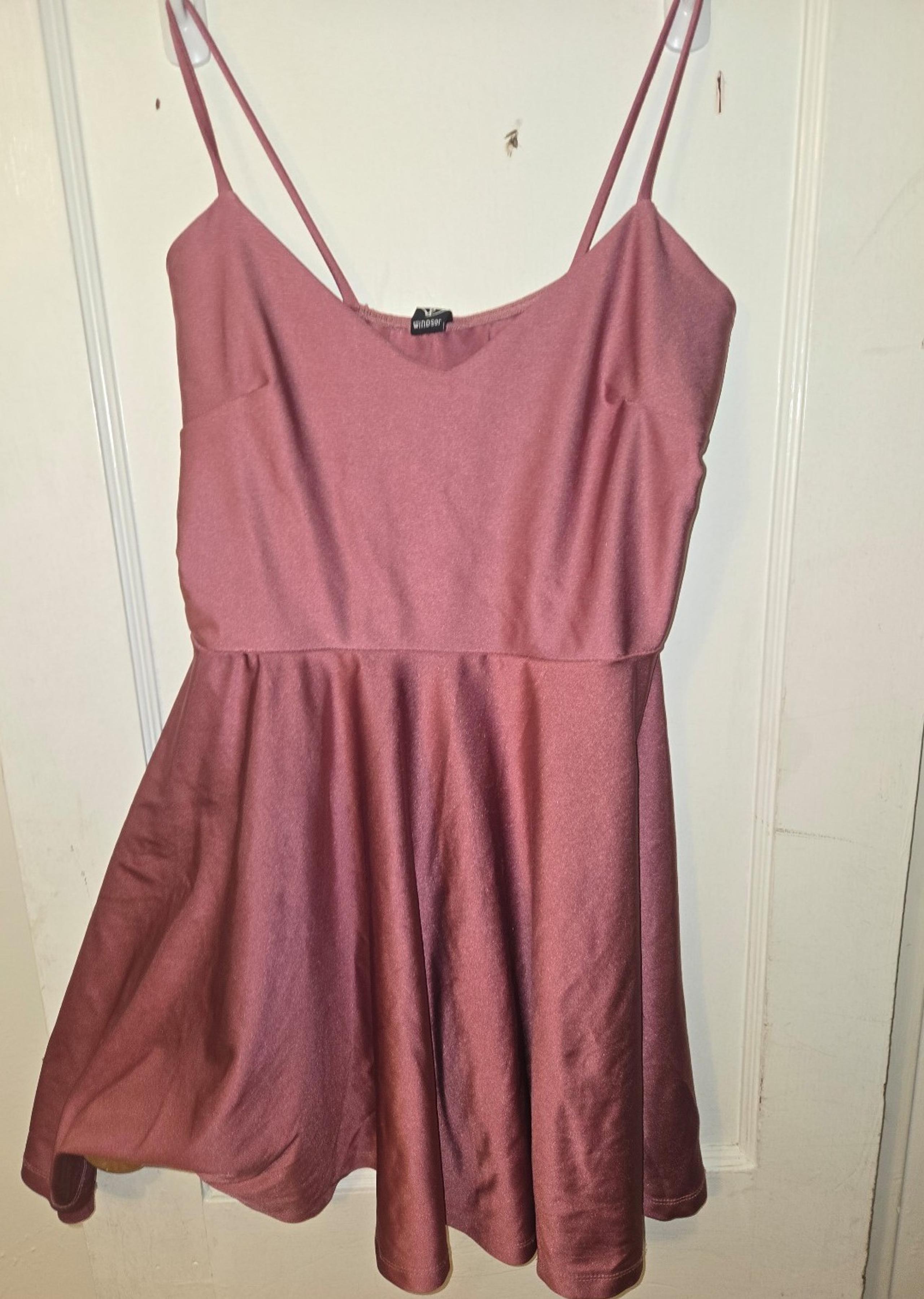 Pink Silky Womens Spaghetti Strap Dress