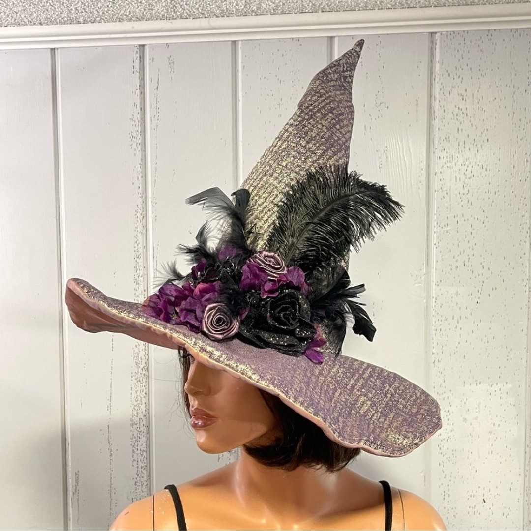 *Custom Purple Metallic & Black Witch Hat Halloween Costume