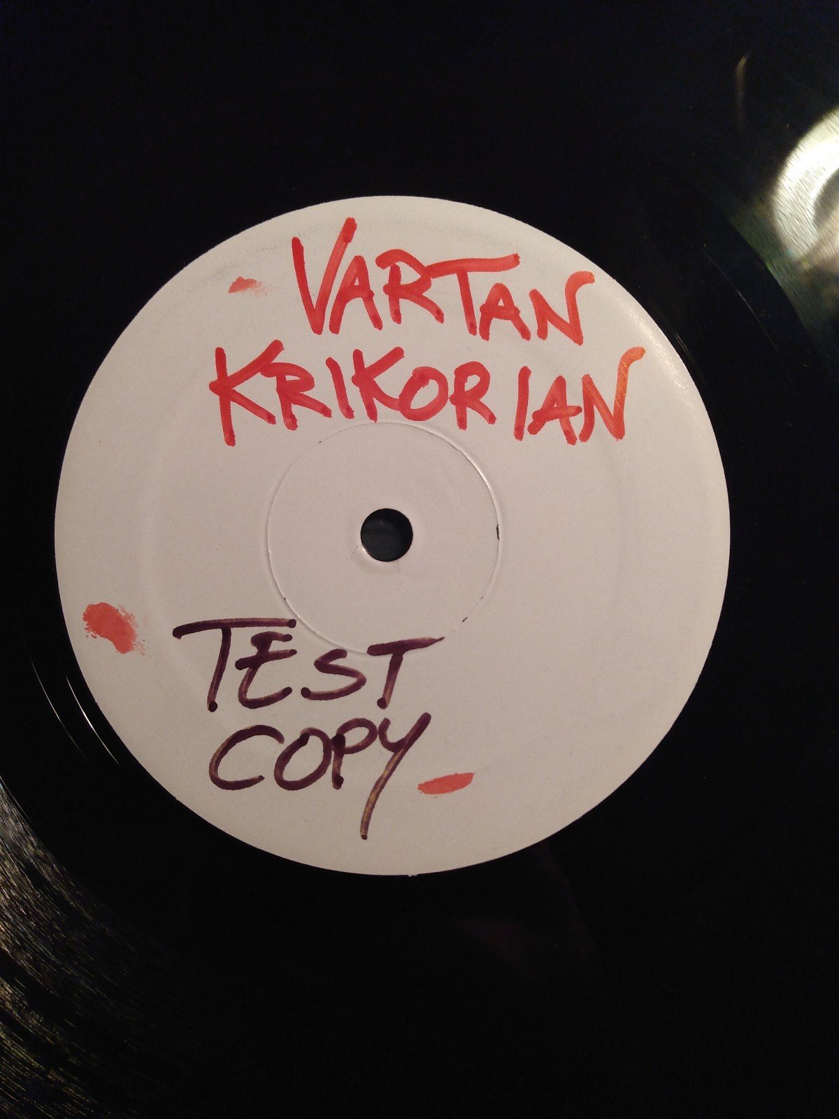 Extremely Rare 12 Vinyl Test Copy By American Vartan Krikorian