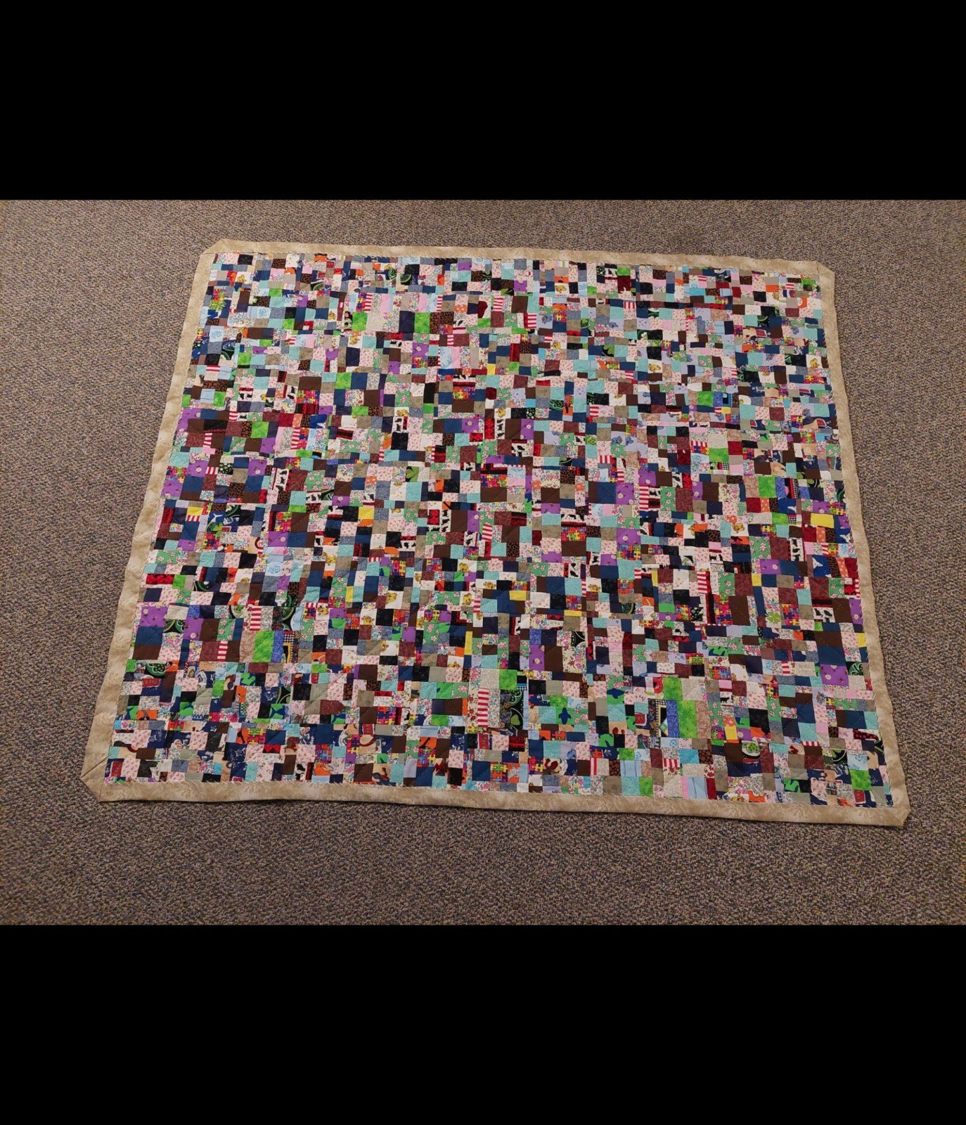 Scrap Quilt 62" x 72" Completely Hand Quilted