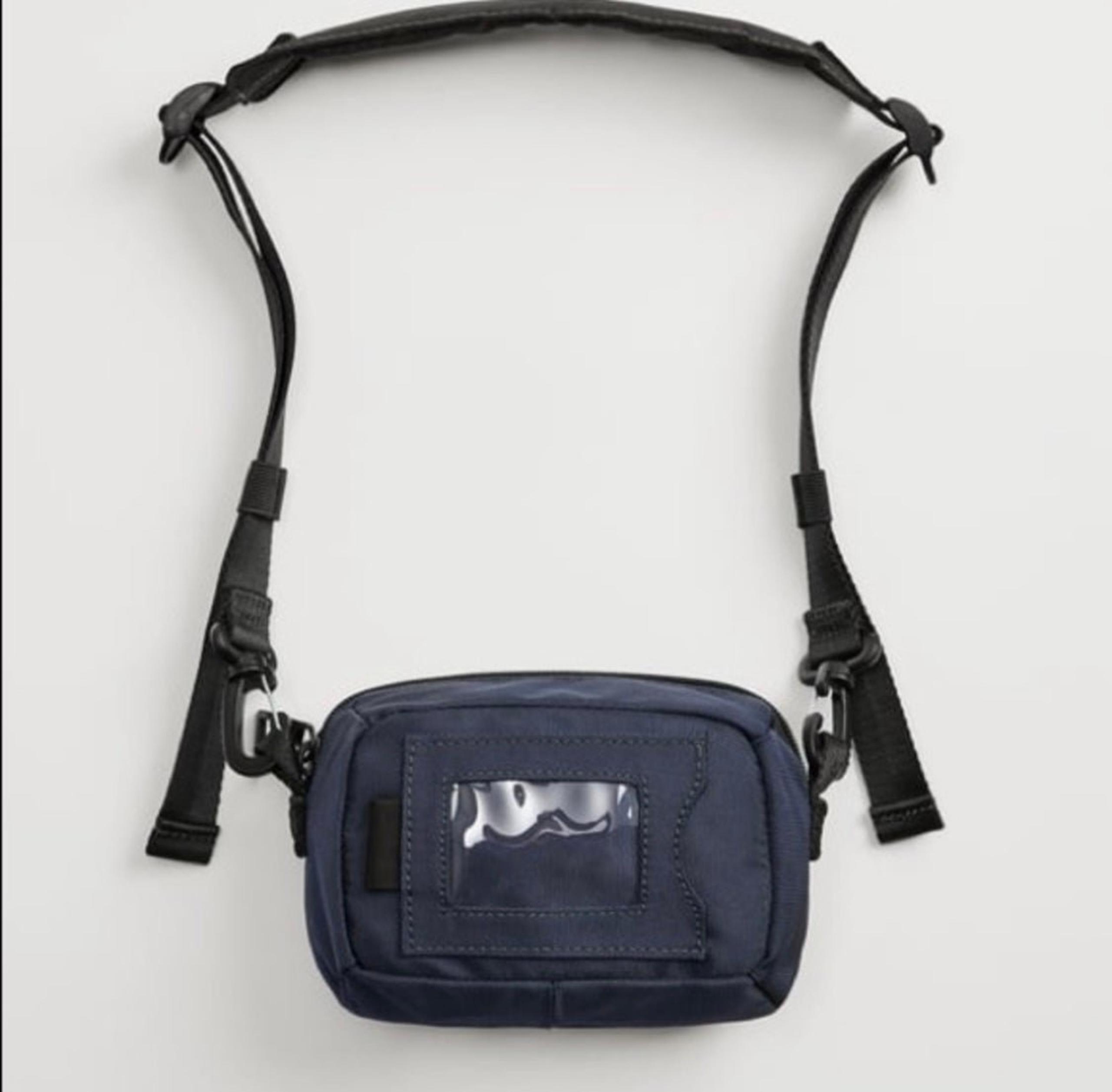Zara Blue Mini Nylon Messenger/Crossbody Bag