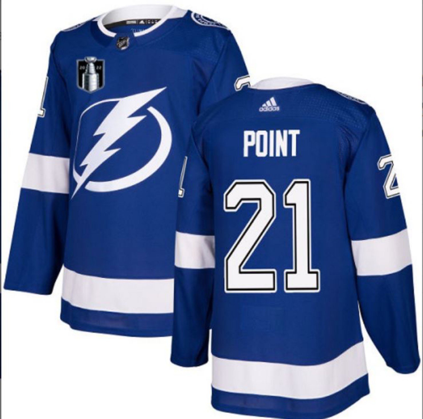 Tampa Bay Lightning x Adidas x Brayden Point #21 2022 Stanley Cup blue medium
