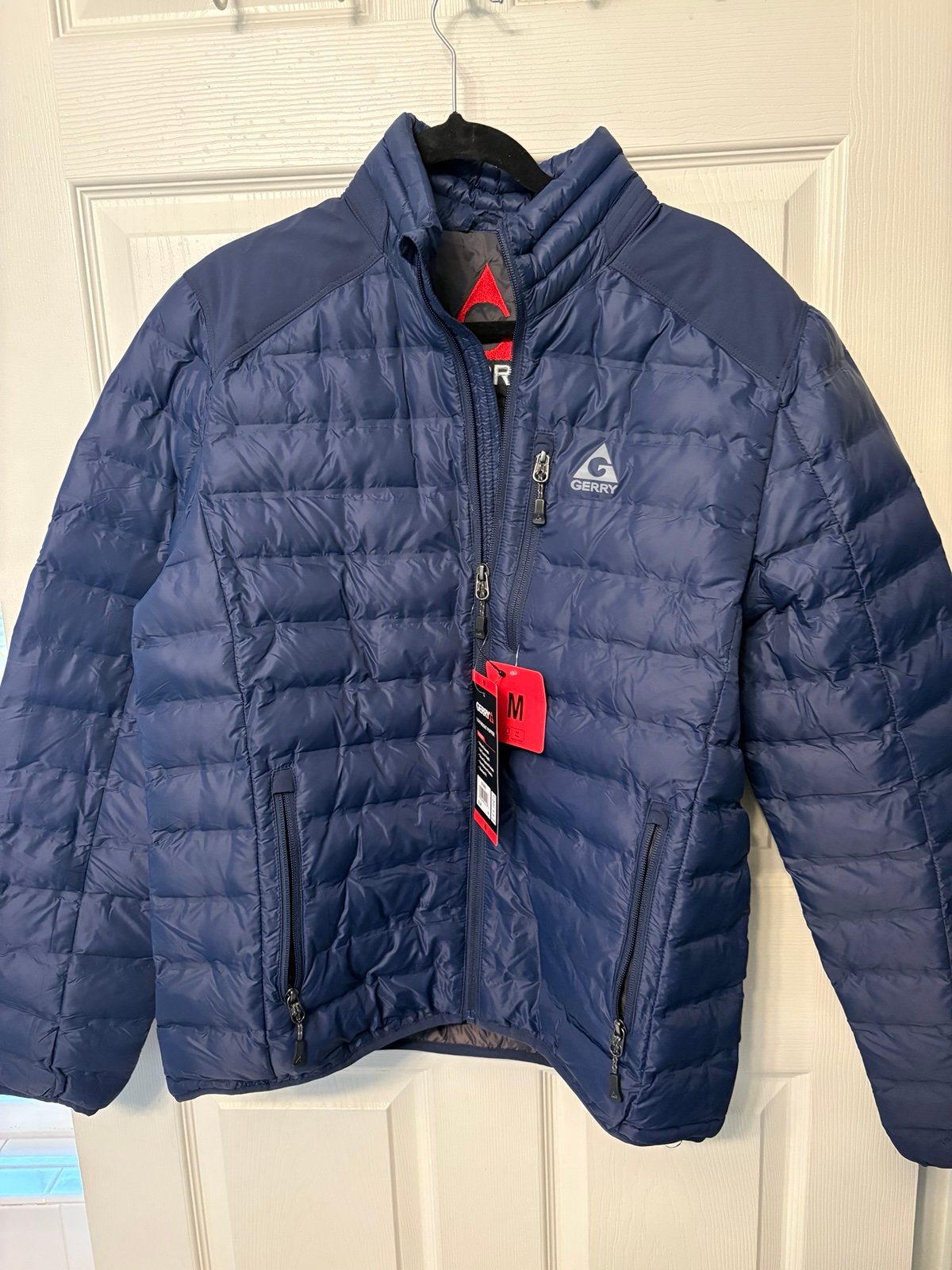 NWT Men’s Gerry Lightweight Puffer Jacket Foldable Packable Blue Size Medium