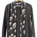 Gasparilla Womens Cardigan Sweater Open Front Skull Print Halloween Black Medium
