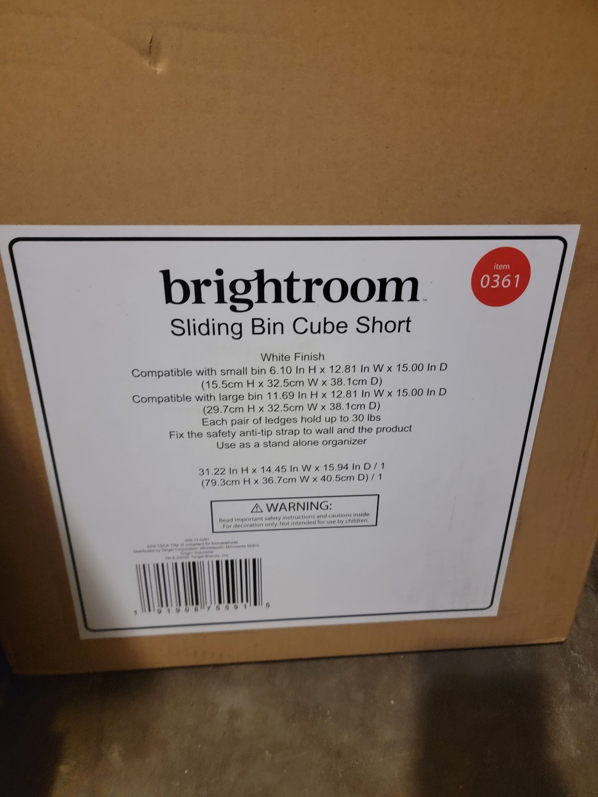 Brightroom Sliding Bin Cube