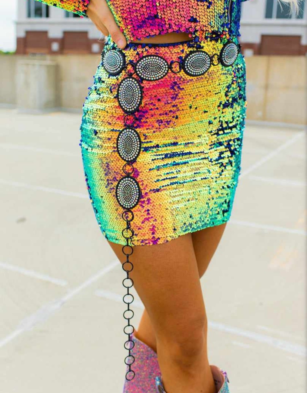 Cosmic Cowgirl Sequin Mini Skirt (size 4-6)