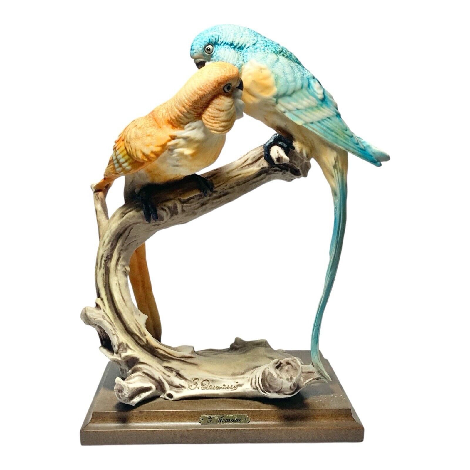 Giuseppe Armani Capodimonte Porcelain Figurine “Parakeets on Branch” 11” Italy