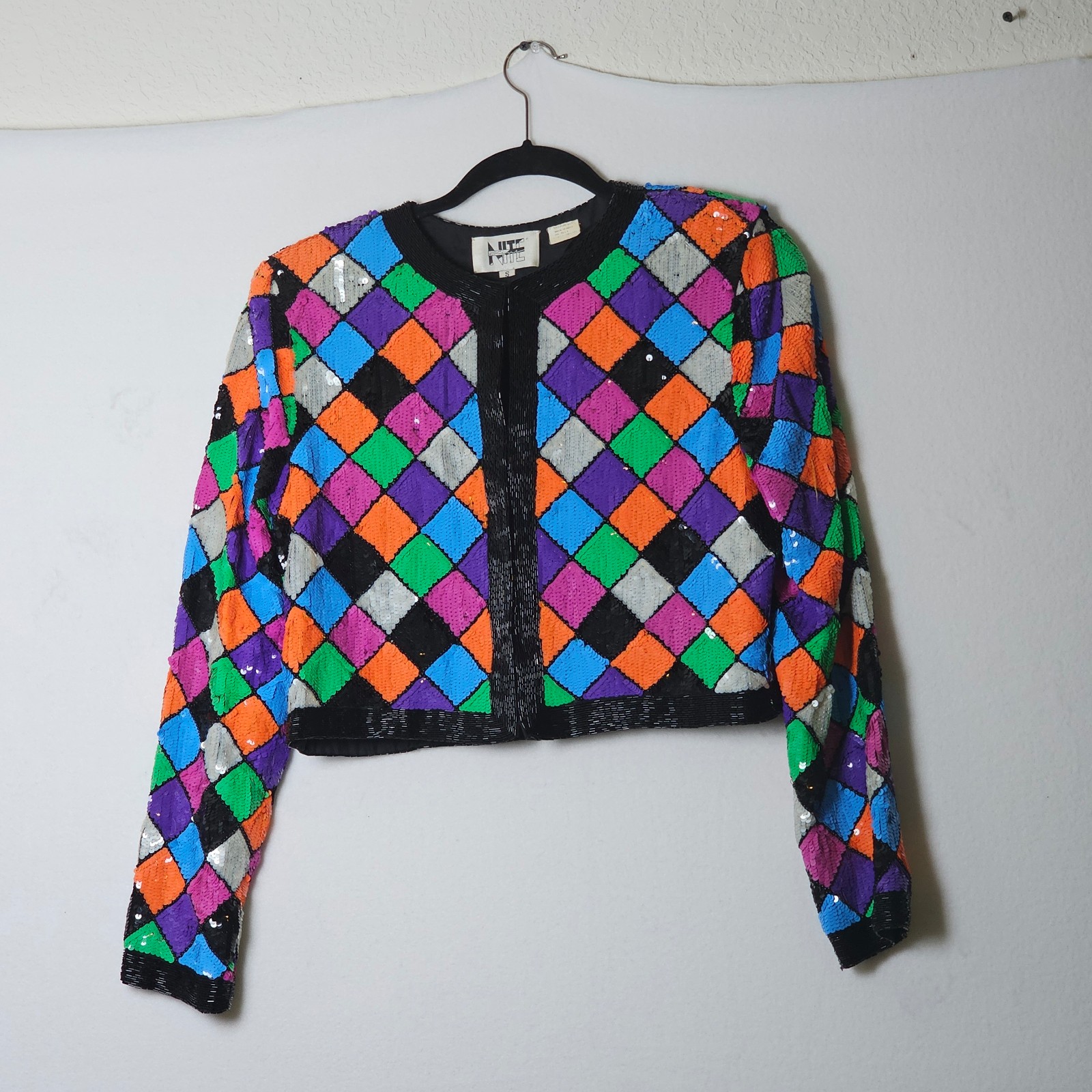 VTG Niteline Multicolor W Sequin Jacket Womens SZ S, Party,70's,Disco