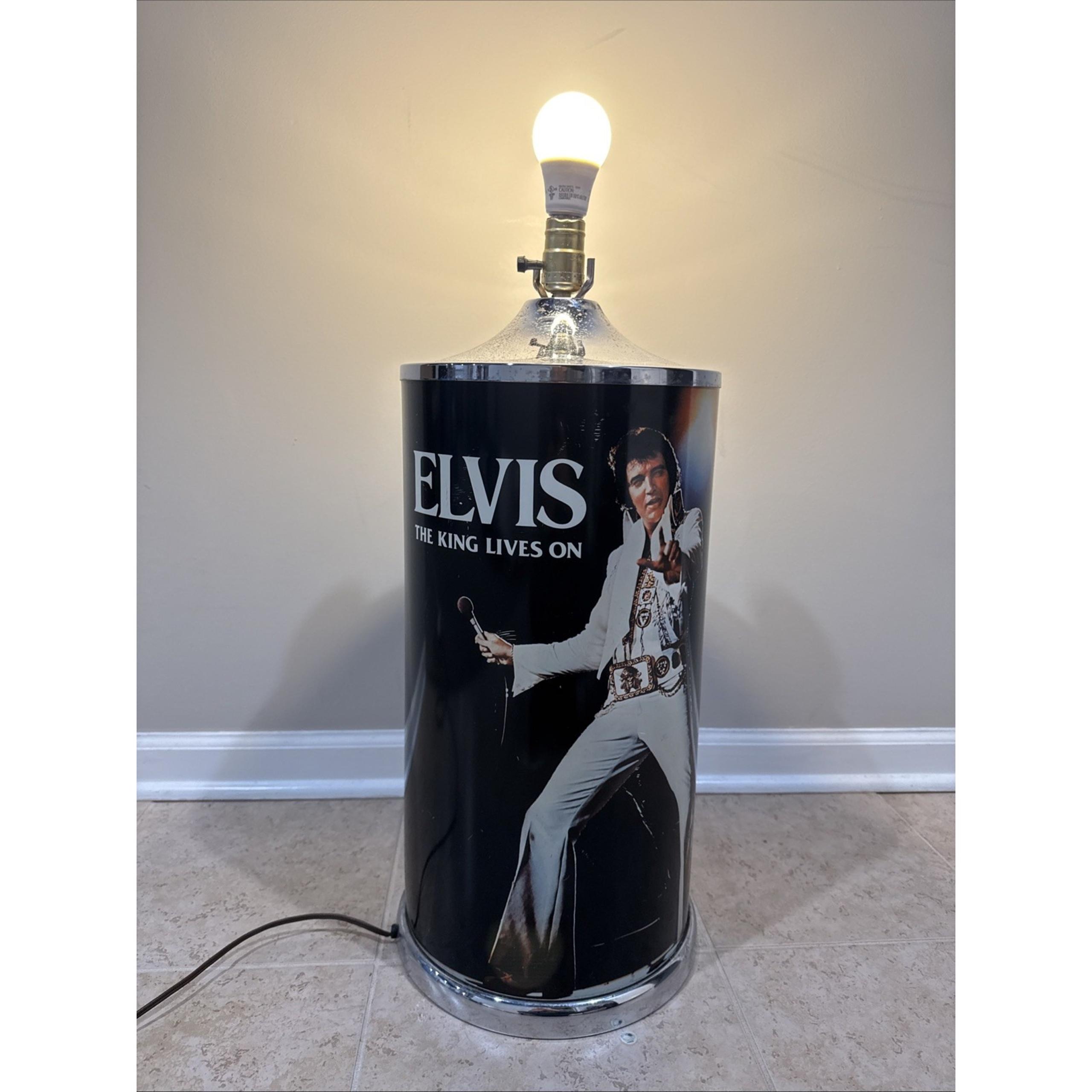 Huge Vintage 1977 Elvis Presley Large Metal Canister Can Lamp Boxcar Enterprises