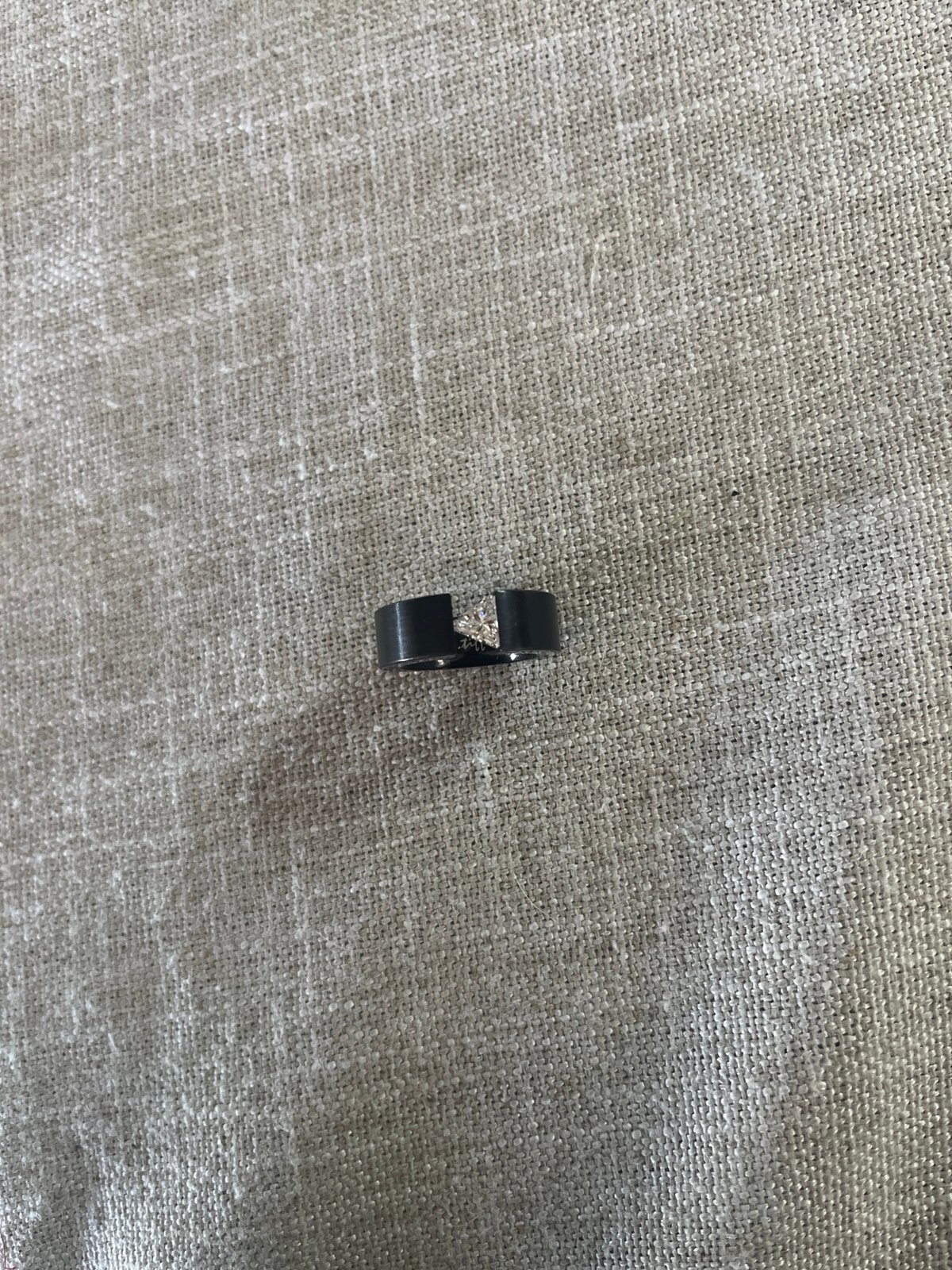 RG113B B.Tiff Black 1 ct Trillion Cut Solitaire Ring [Wide Band]