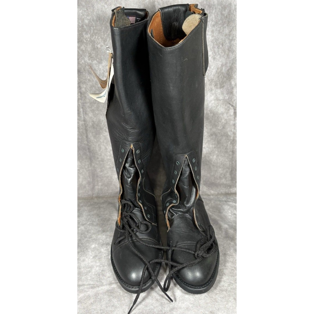 Harley Davidson Vintage Biker Boots Mens 9 1/2D 17” Lace Up Made In USA NWT 1988