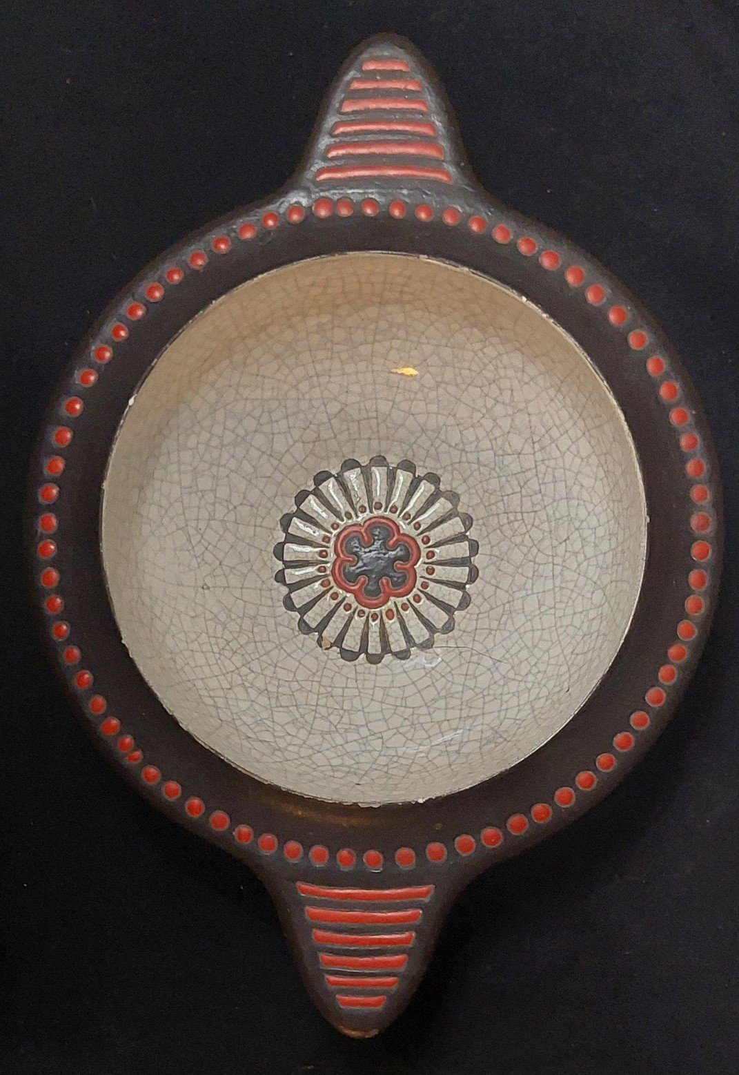RARE Vntg Atelier Primevera Art Deco Dish Red & Black