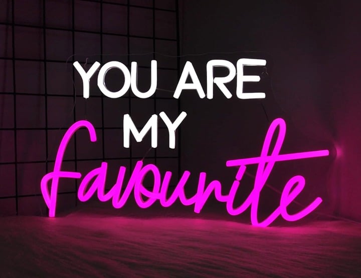 Lovely Bright Pink “You Are My Favorite” LED Night Light Room Wall Decoration
