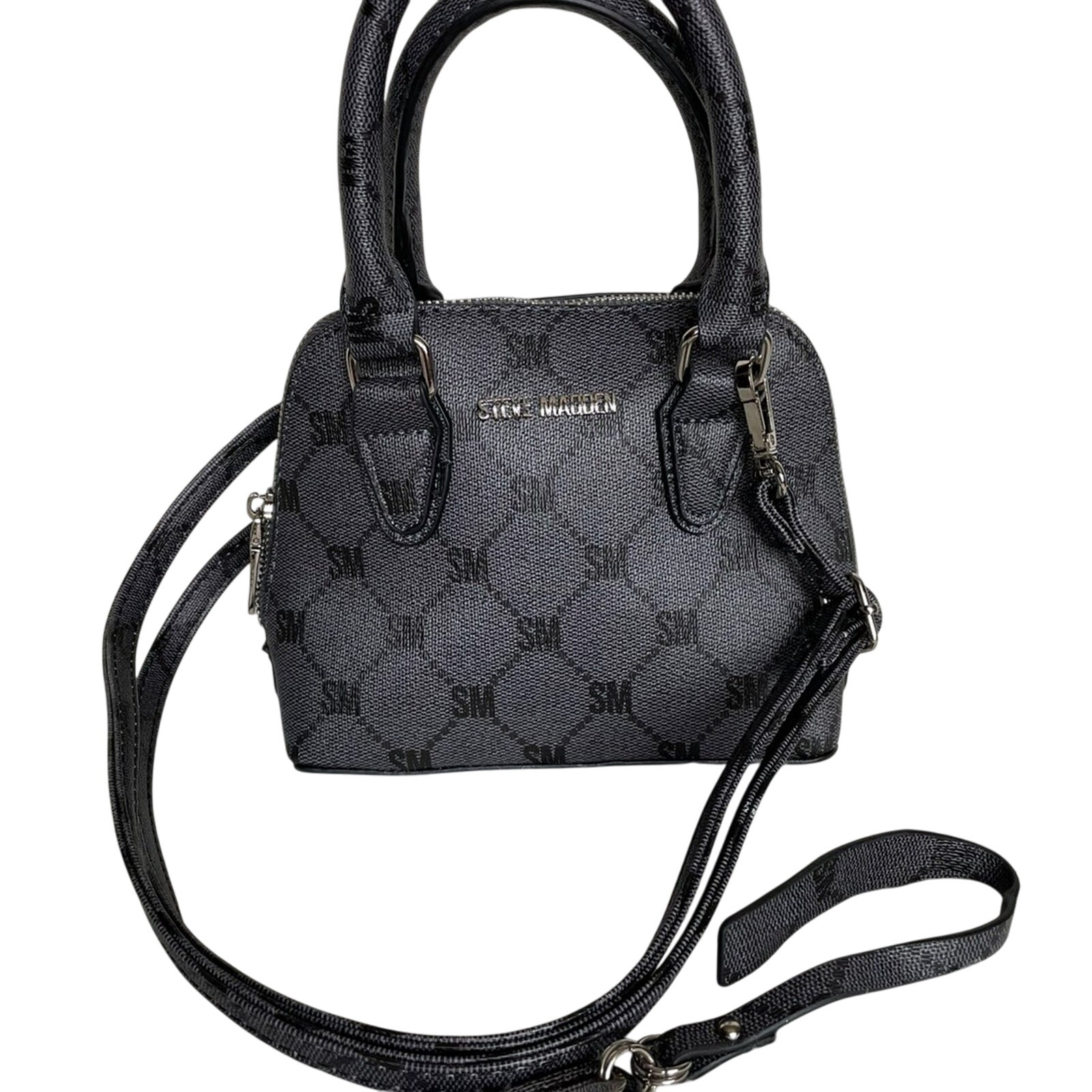 Brand New Steve Madden Dome Handbag Purse Satchel Vegan DK Gray