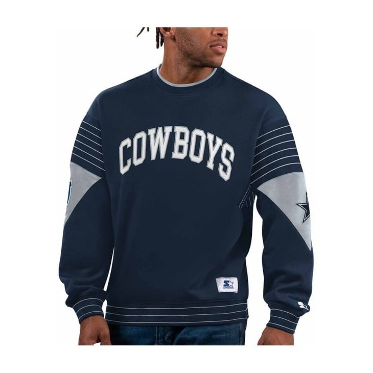 Dallas Cowboys Navy Blue Face-Off Long Sleeve Fashion Sweatshirt Starter 2XL New