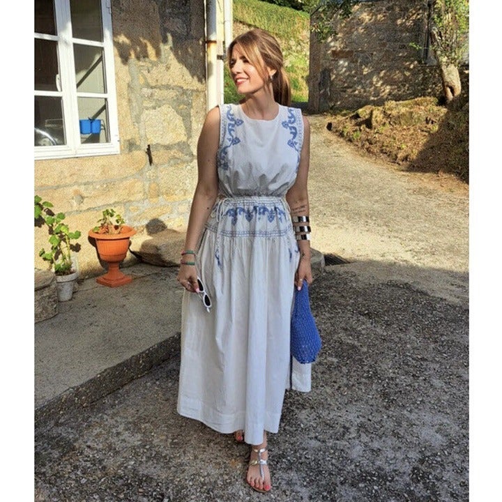 ZARA NWT WOMAN EMBROIDERED MIDI DRESS WHITE BLUE ALL SIZES