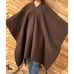 Vintage Hand Woven Brown Textured Knit Fringe Trim Poncho