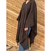 Vintage Hand Woven Brown Textured Knit Fringe Trim Poncho