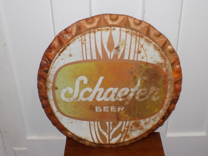 Vintage Schaefer Tin Beer Bottle Cap Sign