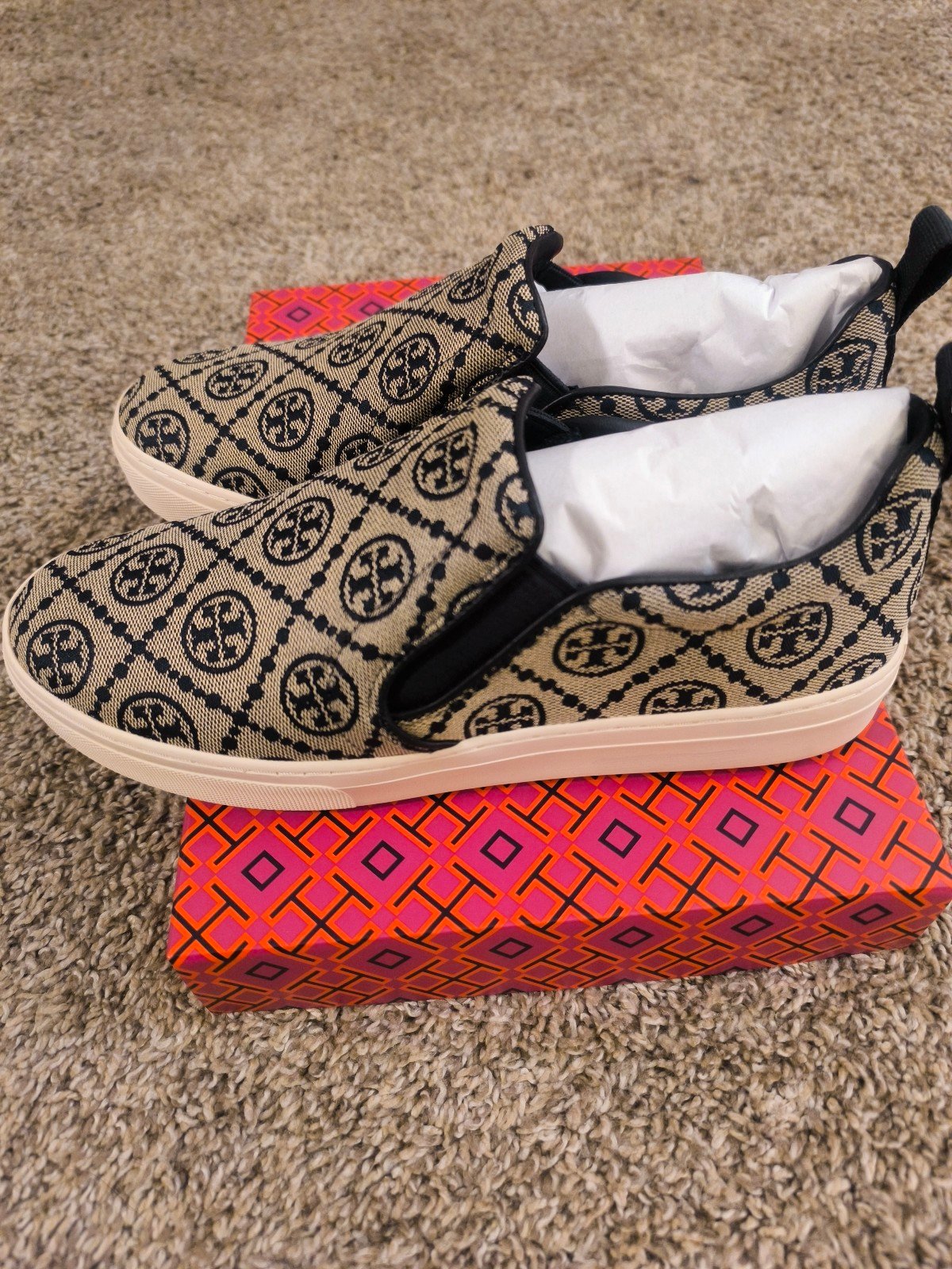 T monogram Slip on Sneaker Navy Blue size8.5