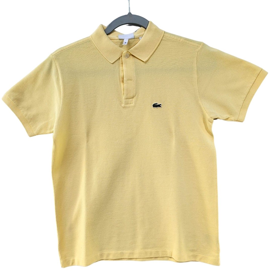 Vintage Lacoste 100% Cotton Yellow Polo Shirt Button-Up collar Size S